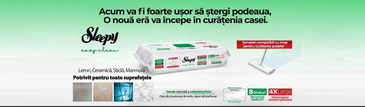 PACHET PROMO - 4 x Lavete umede Sleepy Easy Clean, 50 Buc