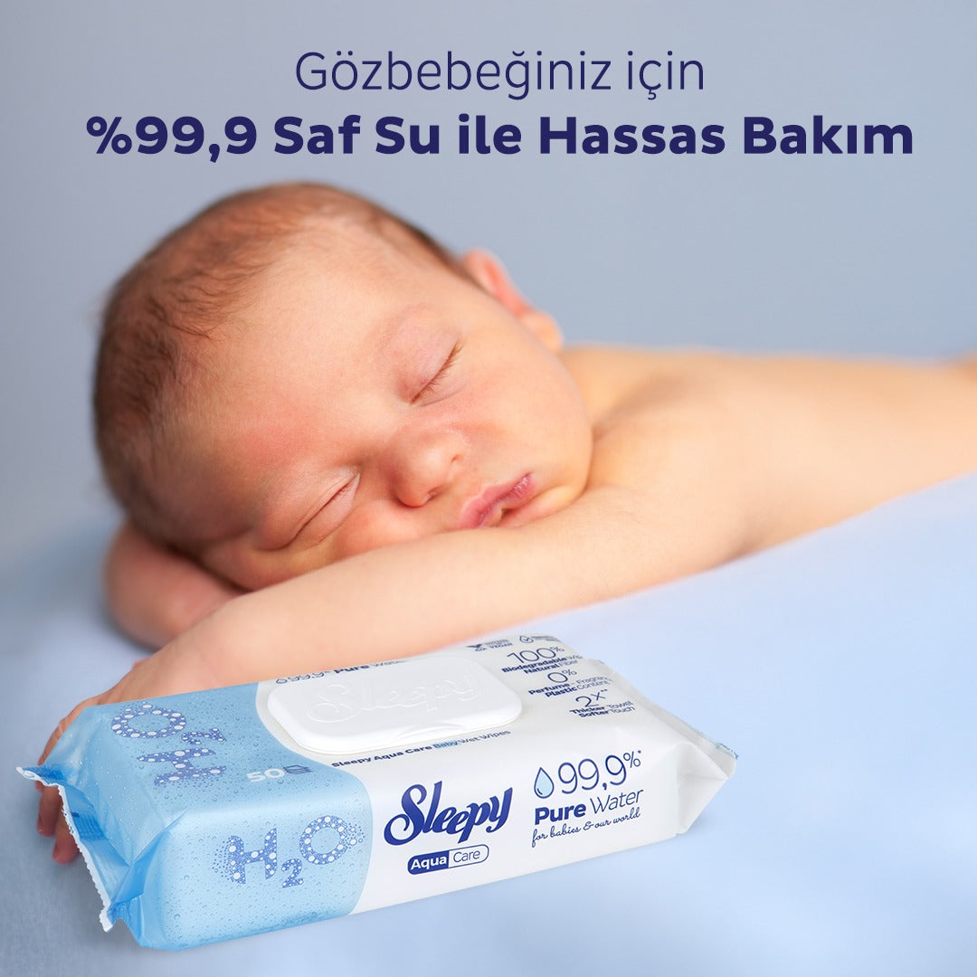 Servetele umede pentru bebelusi Sleepy Aqua Care, 6 x 50 bucati – Pachet Promotional