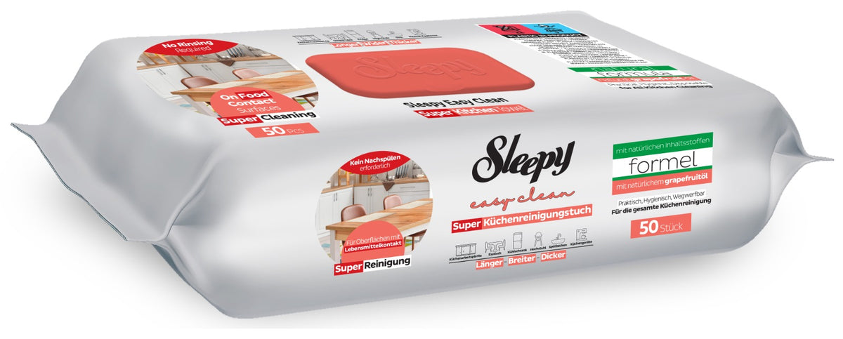 Șervețele umede de curățare Sleepy Easy Clean Kitchen cu ulei natural de grapefruit – 50 bucăți