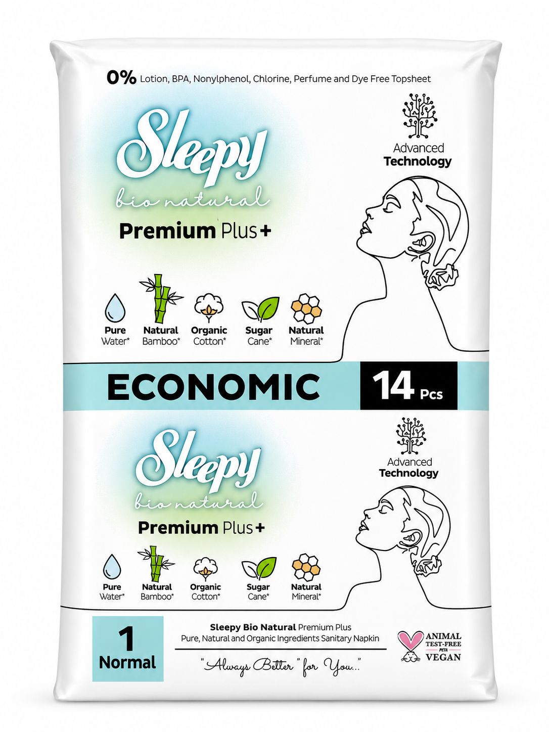 Absorbante Normal (1 pic) SLEEPY BIO NATURAL PREMIUM ECONOM- 14buc
