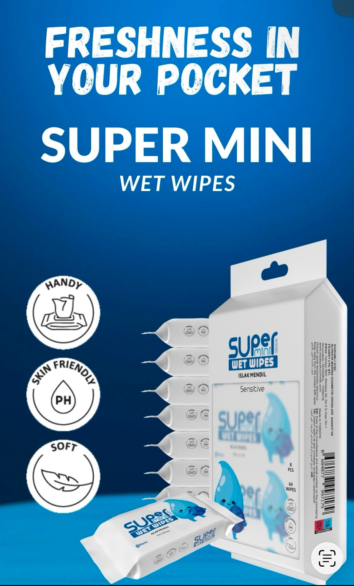 MINI Servetele umede buzunar DOYFRESH WHITE 8x8buc