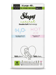 Scutece pentru bebeluși SLEEPY NATURAL H2O marime 6X Large (15-25) 40buc