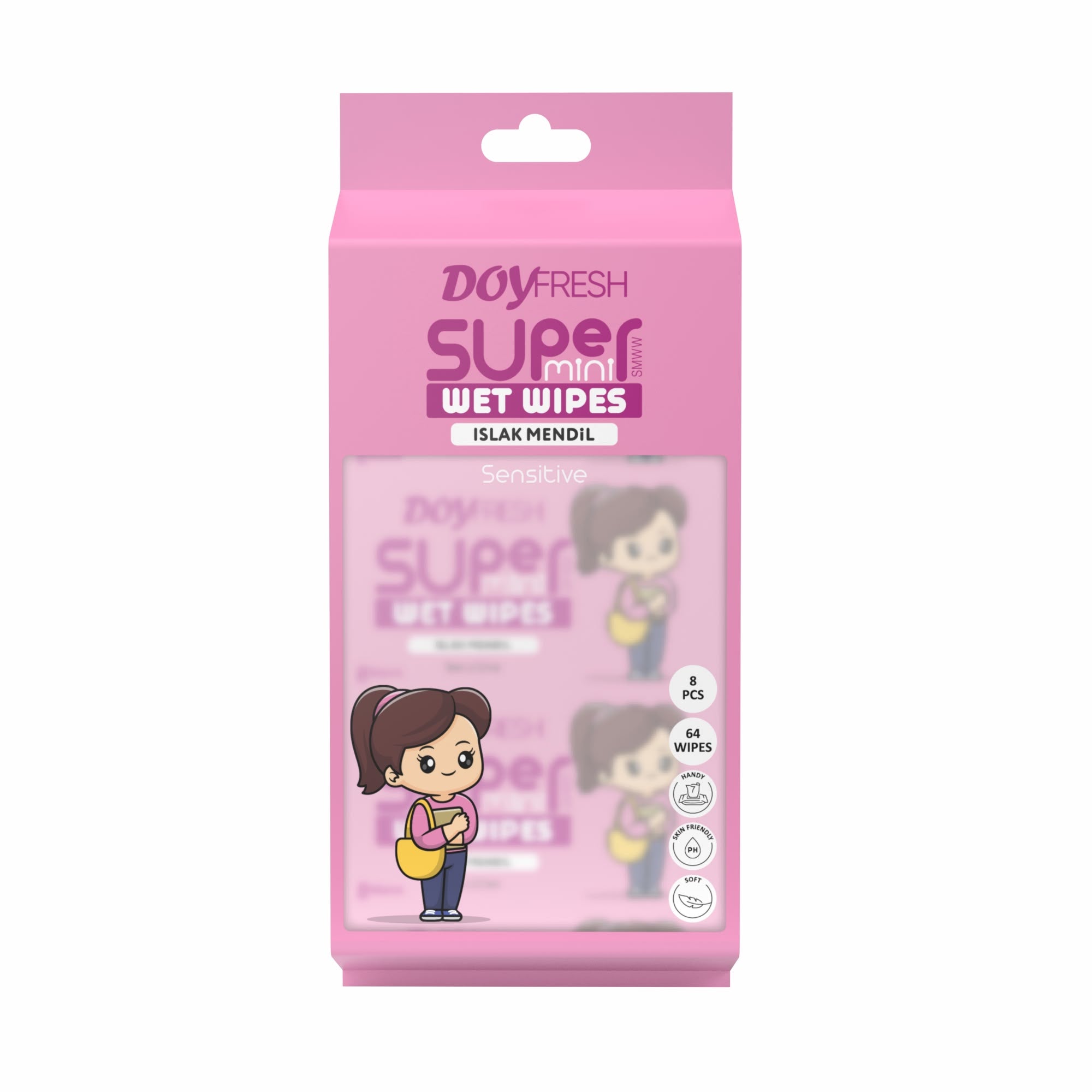 6x MINI Servetele umede buzunar DOYFRESH PINK 8x8buc