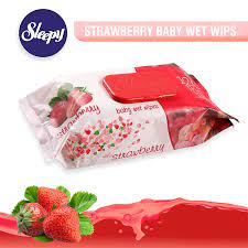 Șervețele umede pentru bebeluși, Sleepy Strawberry, 120 bucăți, aromă de căpșună