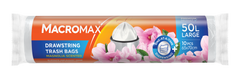 Saci menajeri cu șnur MACROMAX Large 50L, Magnolia, 10 buc.