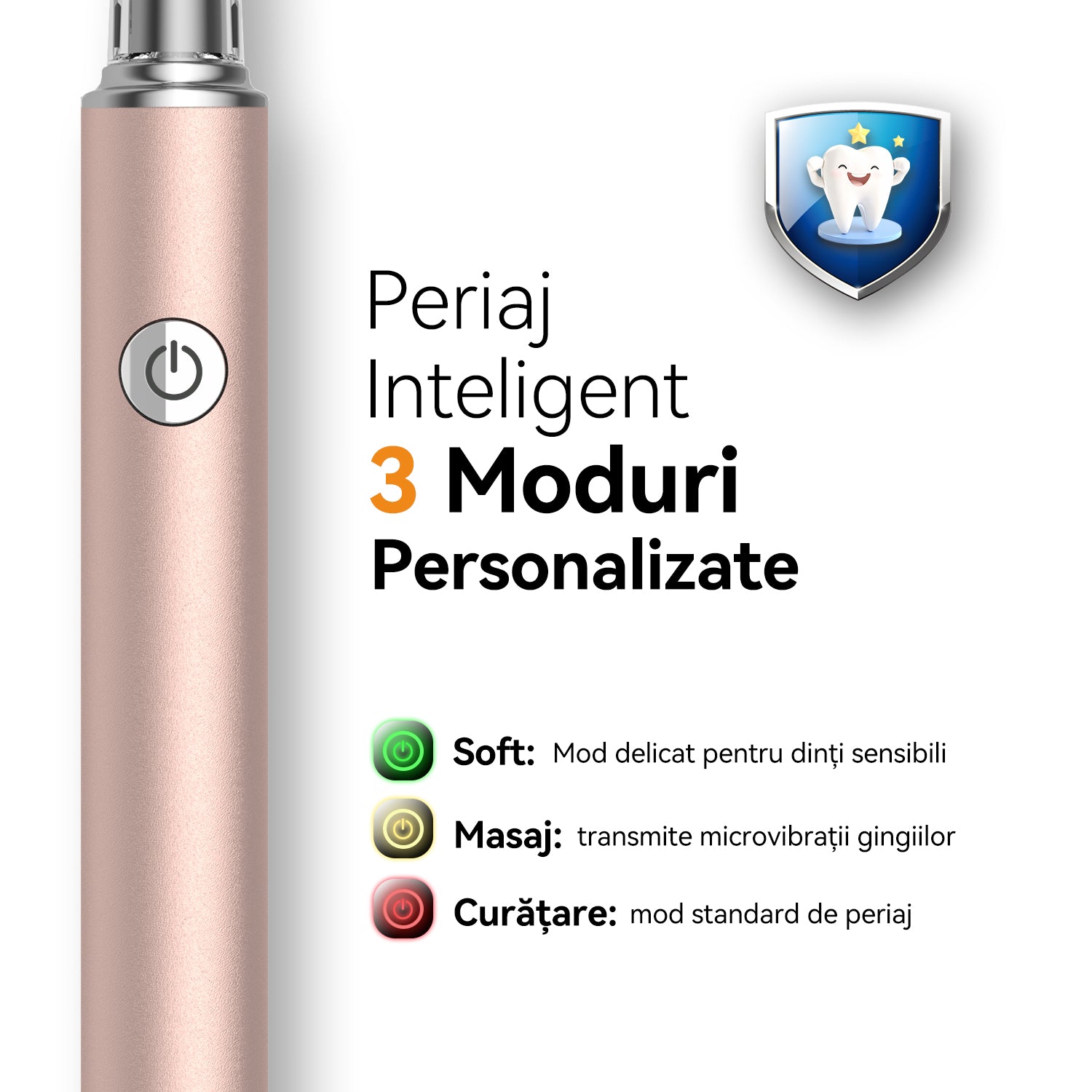 Periuta de dinti electrica, JTF Sonic, J30 (6 capete de periere) Gold