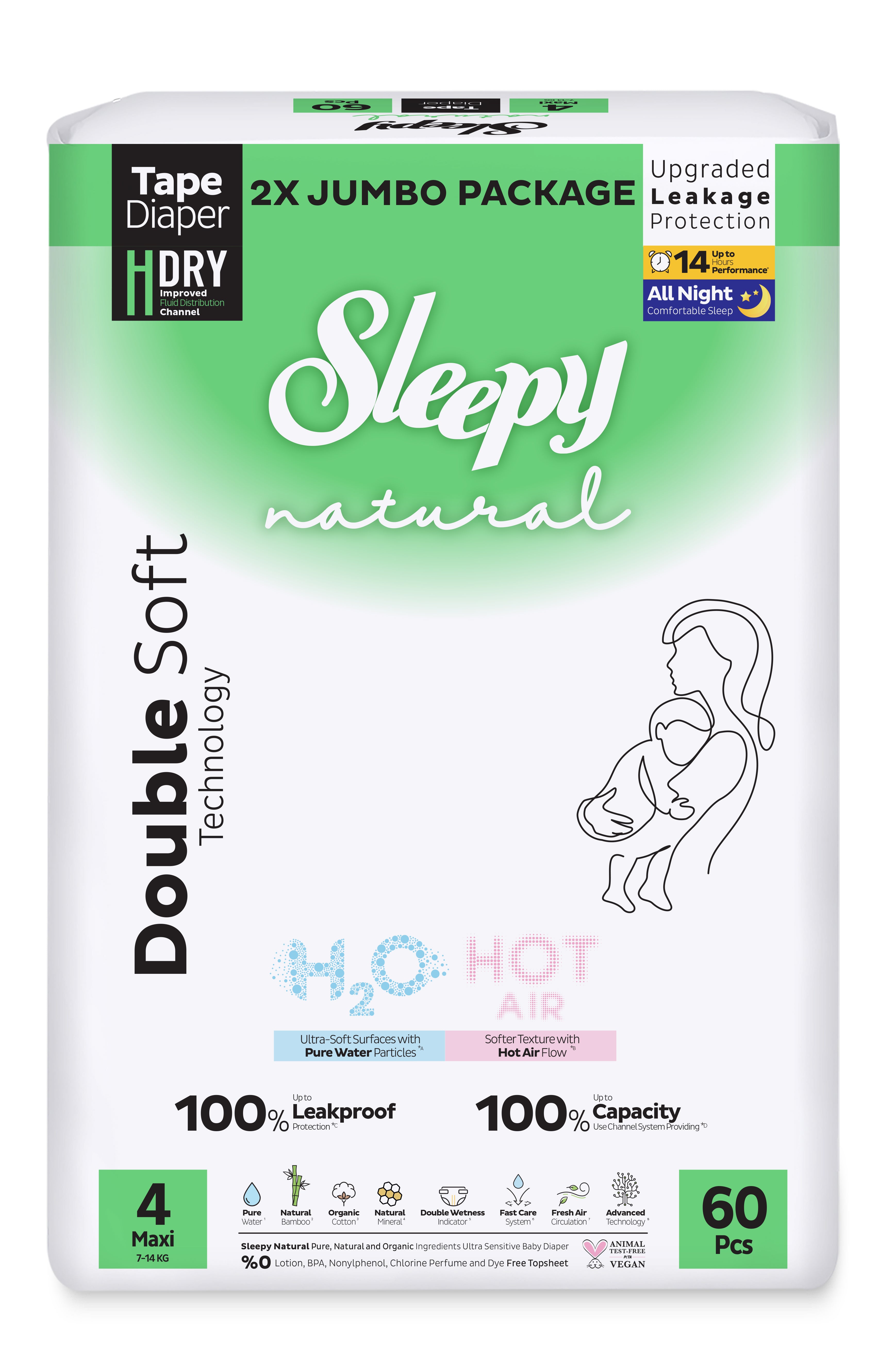 PACHET PROMO- 3x”Sleepy Natural H2O Ultra Sensitive Double Marime 4 Maxi”