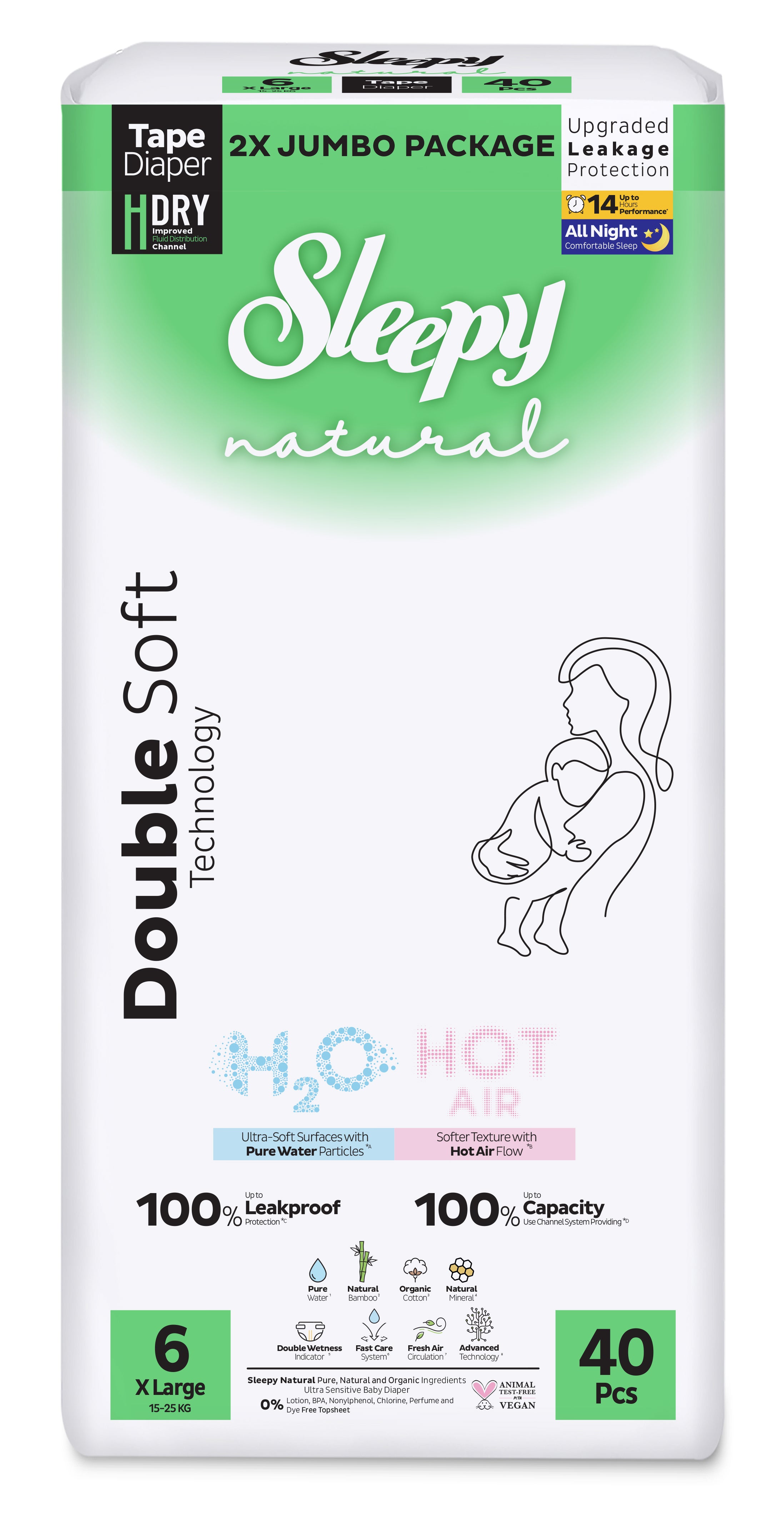 PACHET PROMO- 3x”Sleepy Natural H2O Ultra Sensitive Double Marime 6 XLarge”