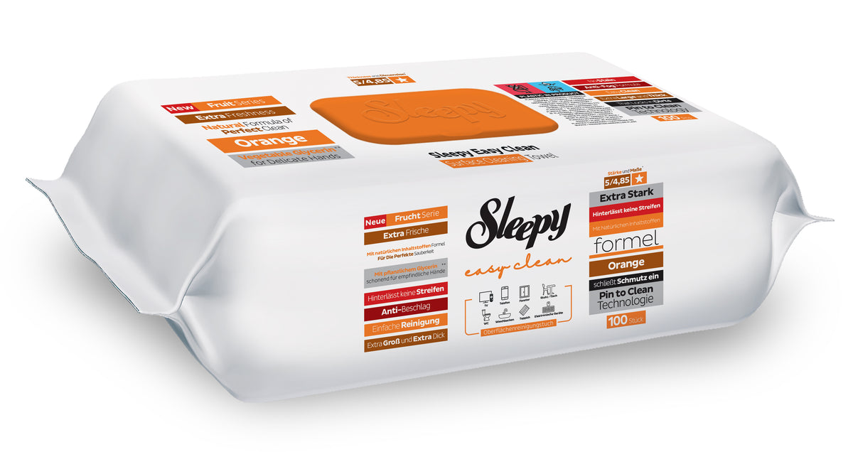 Șervețele umede multisuprafete Sleepy Easy Clean Orange, 100 buc