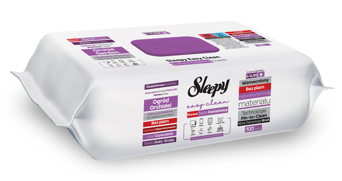 Șervețele umede Sleepy Easy Clean Orchid Garden multisuprafețe, 100 buc