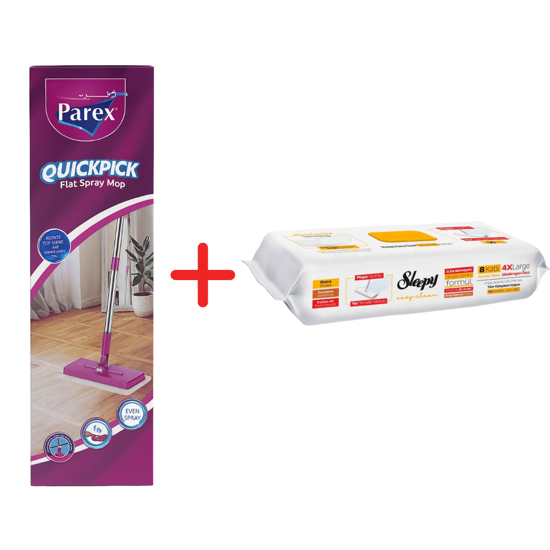 Pachet Promo PAREX QuickPick Mop + Lavete Umede Sleepy Easy Clean Herbal Soap