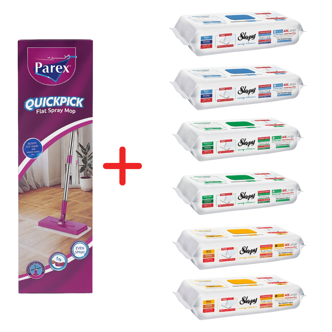 Pachet Promo PAREX QuickPick Mop + 6x Lavete Umede Sleepy Easy Clean Mix