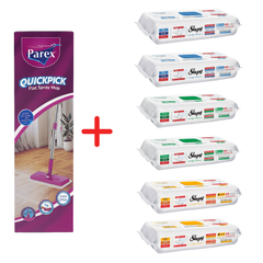 Pachet Promo PAREX QuickPick Mop + 6x Lavete Umede Sleepy Easy Clean Mix