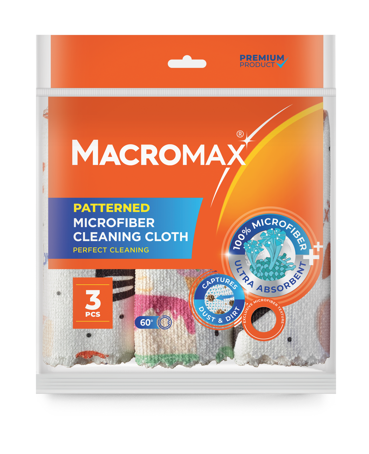 Lavete din microfibră MACROMAX cu model, 3 buc.