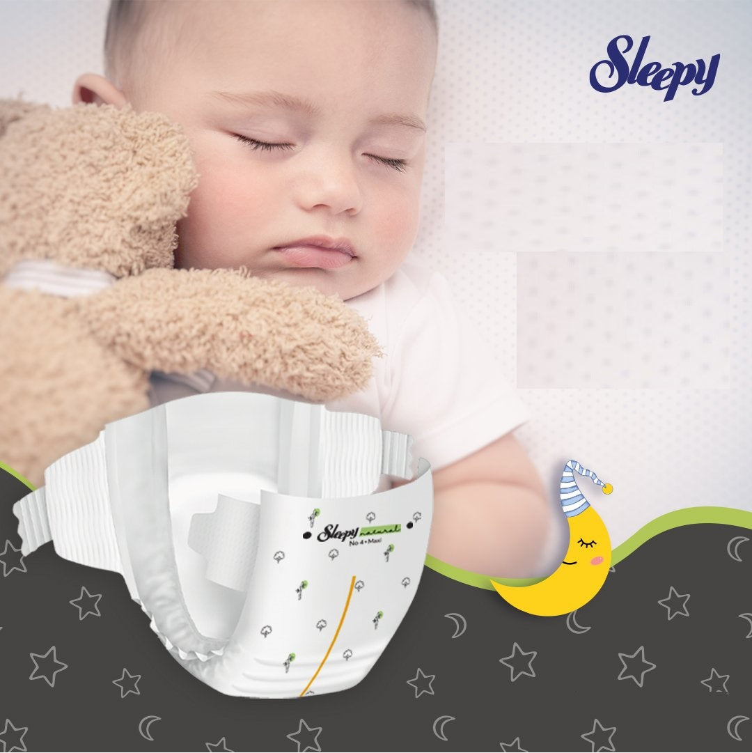 Scutece pentru bebeluși Sleepy Natural Ultra Sensitive Double Marime 4 Maxi , 7-14kg, 60 bucati