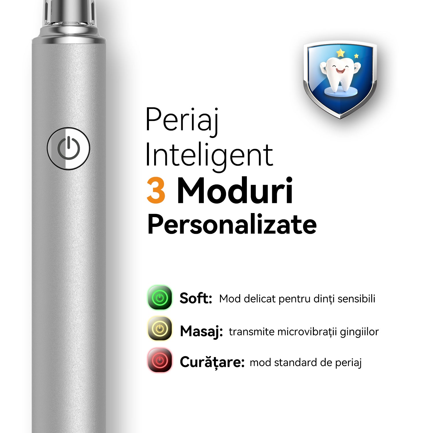 Periuta de dinti electrica, JTF Sonic, J30 (6 capete de periere) Silver