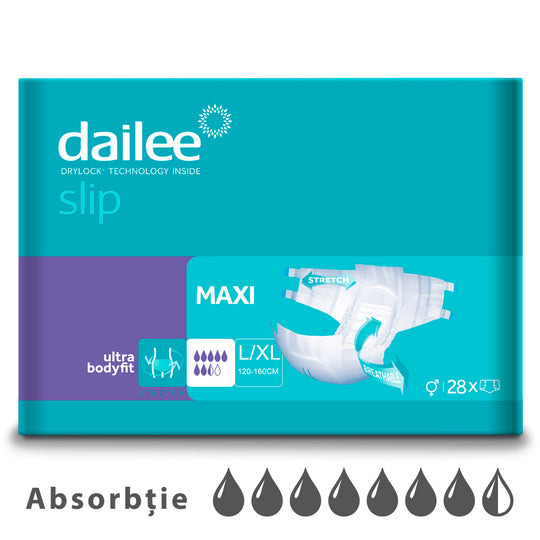 Scutece Adulți DAILEE-SLIP Maxi 7.5 Picături, L/XL (120-160 cm) 28 bucăți