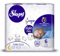Scutece-Chilotel pentru bebeluși Sleepy Natural Night, Mărime 6 Xlarge , 15-25kg, 20 bucati