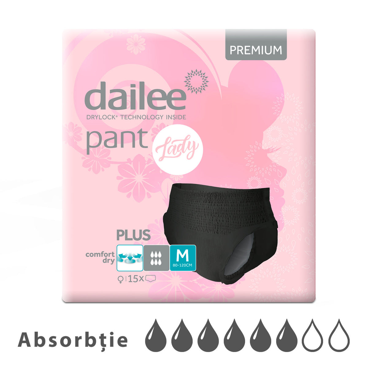 Scutece Adulți Dailee Pants LADY Premium Plus 6 Picaturi, M 80-120 cm, 15 bucati